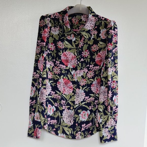 Tommy Hilfiger Floral Blouse Medium Puff/Pleats - Picture 10 of 10